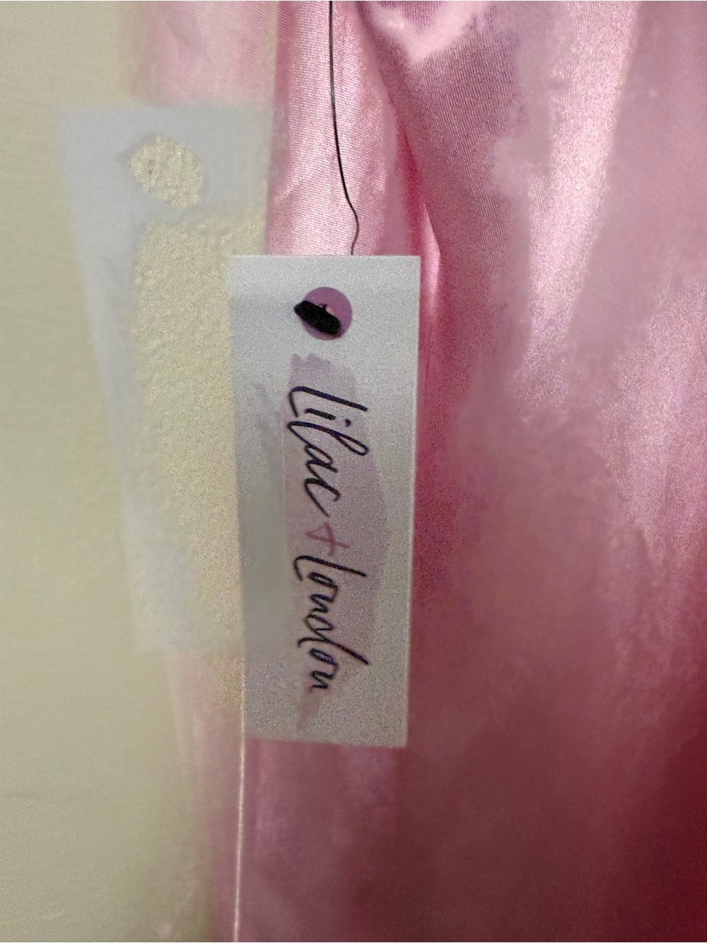 Pink Satin Slip Chemise with Fuchsia Lace Trim - Picture 8 of 9